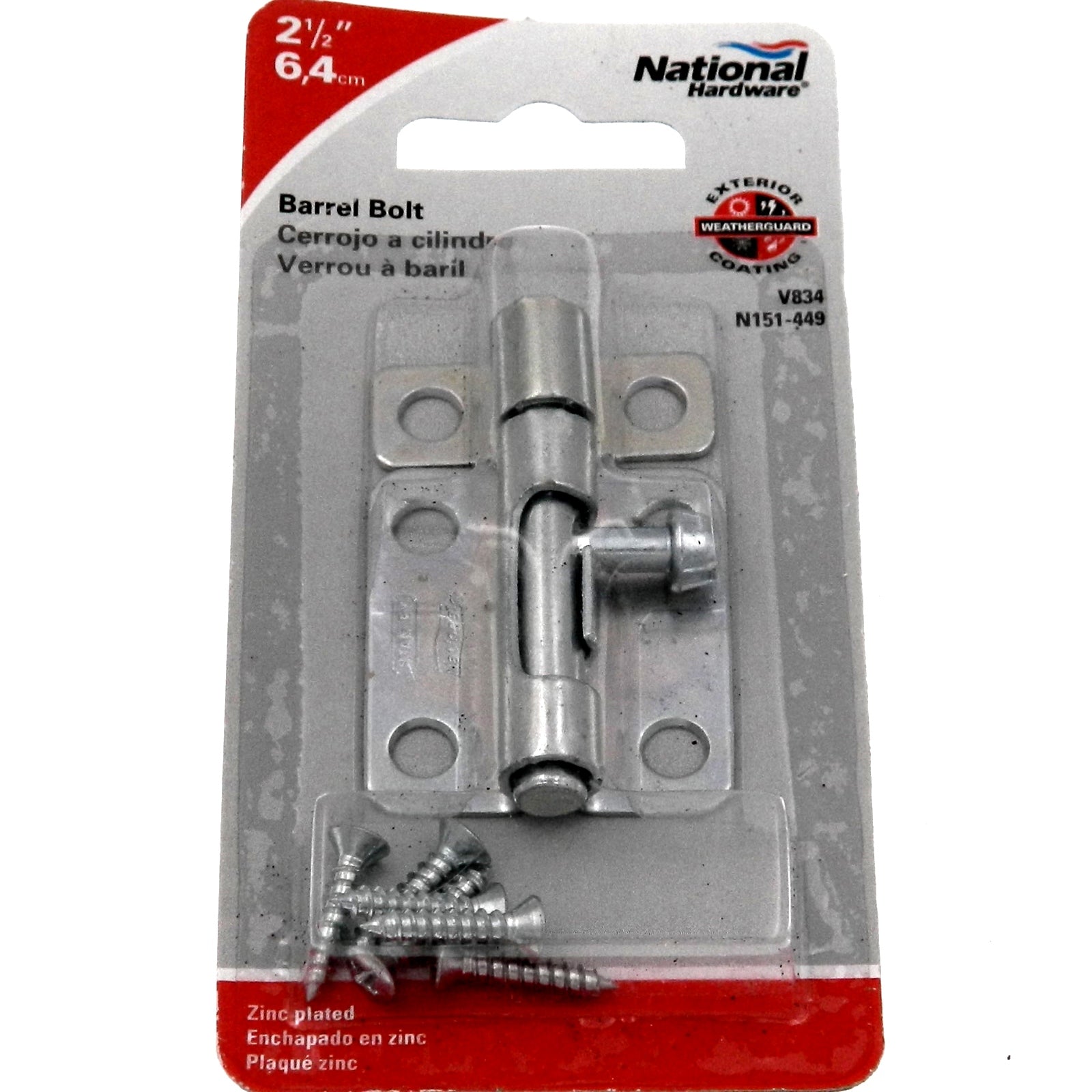 National Hardware Barrel Bolt Latch 5/16" Bolt Zinc Plated N151-449