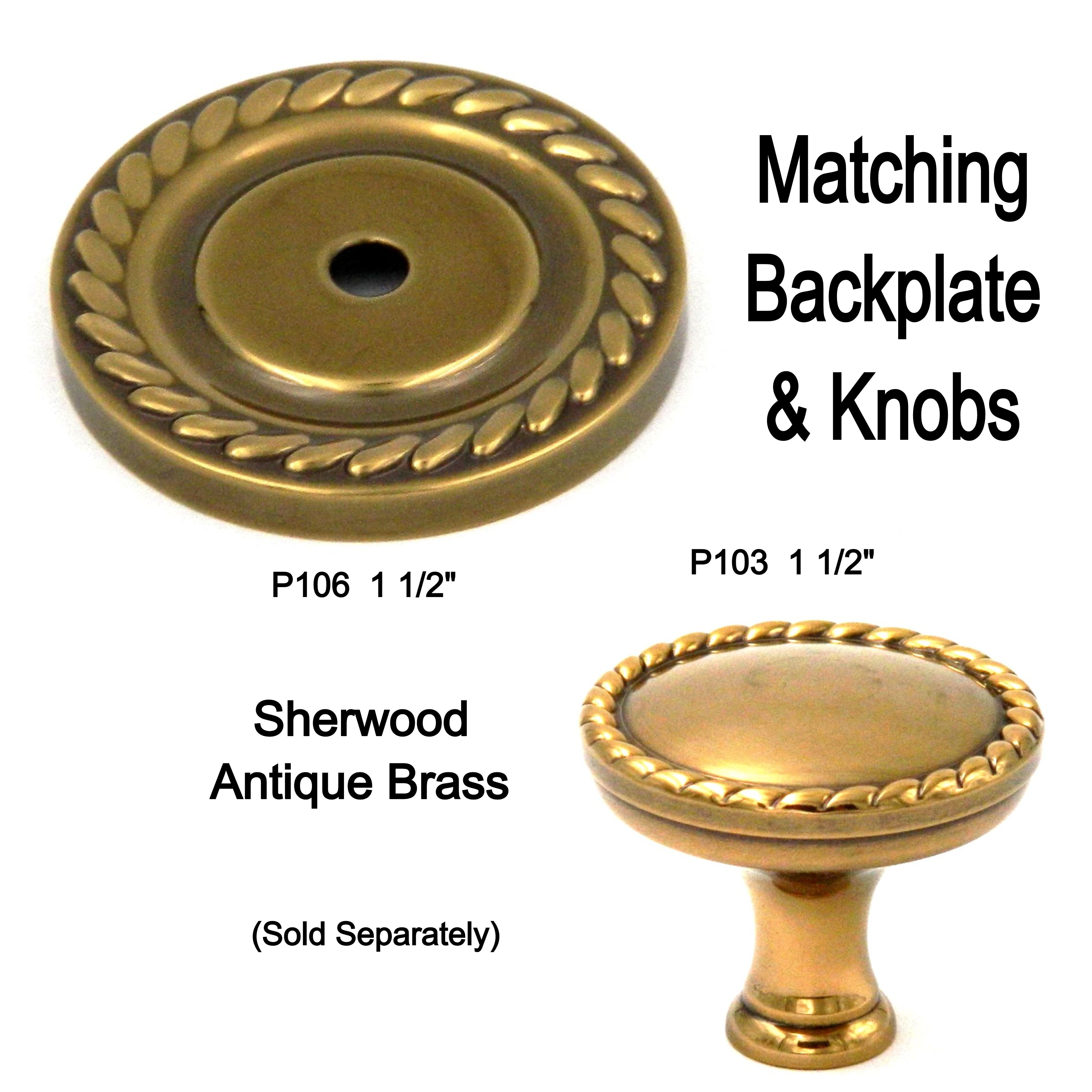 Belwith Keeler Annapolis 1 1/2" Sherwood Antique Brass Round Rope Edge Solid Brass Cabinet Knob P103