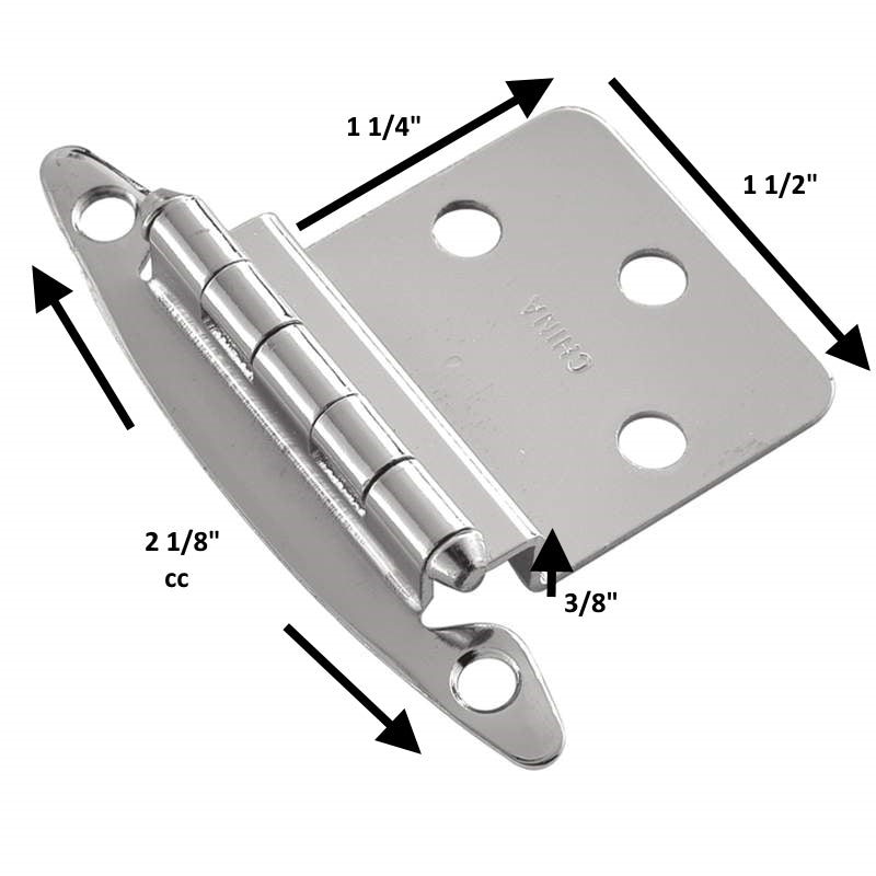 Pair Hickory Hardware Polished Brass 3/8" Inset Hinges Non Self-Closing P140-3