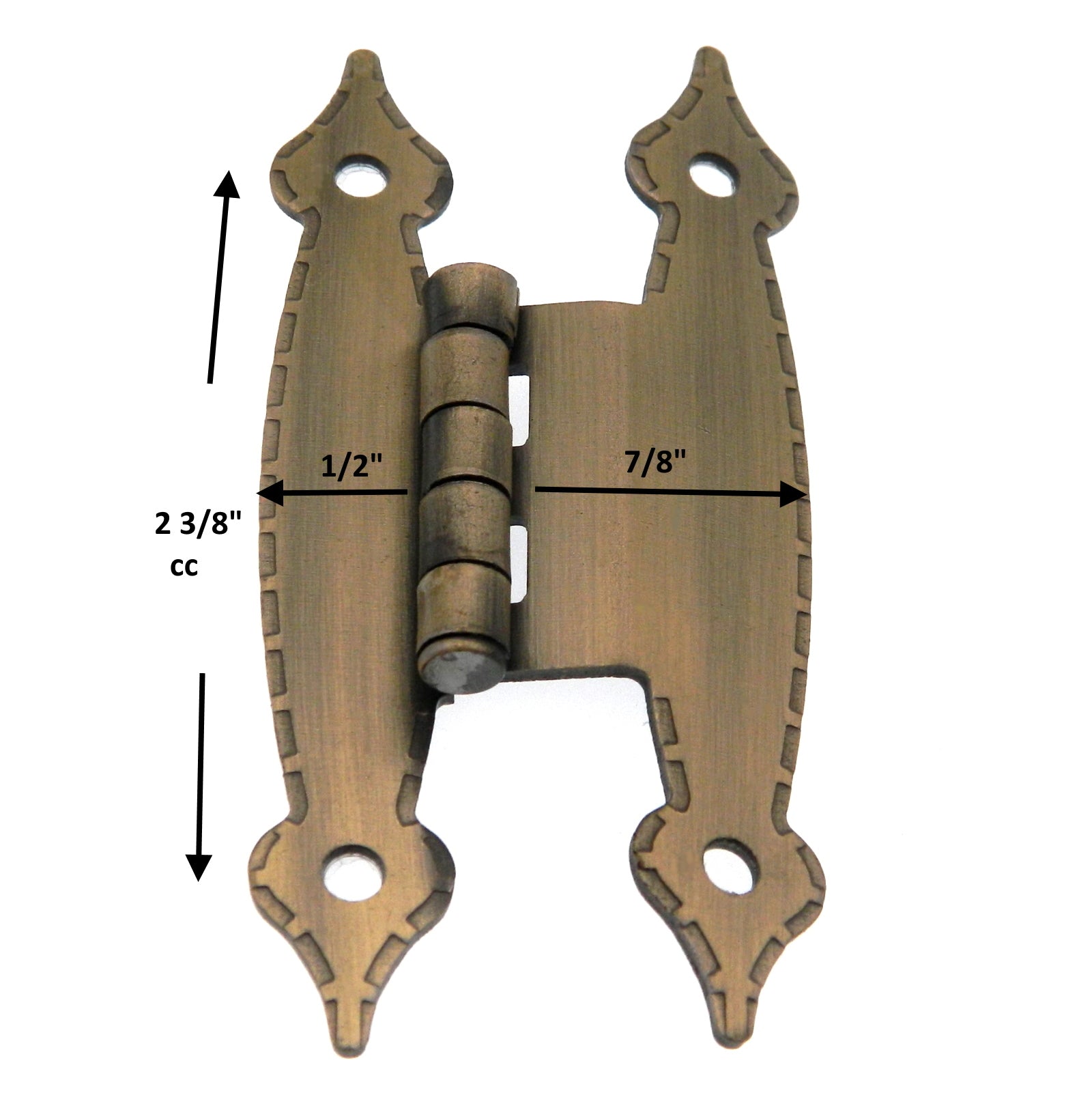 Pair of Hickory Hardware 3/8" Inset Antique Brass Cabinet "H" Hinges P147-AB