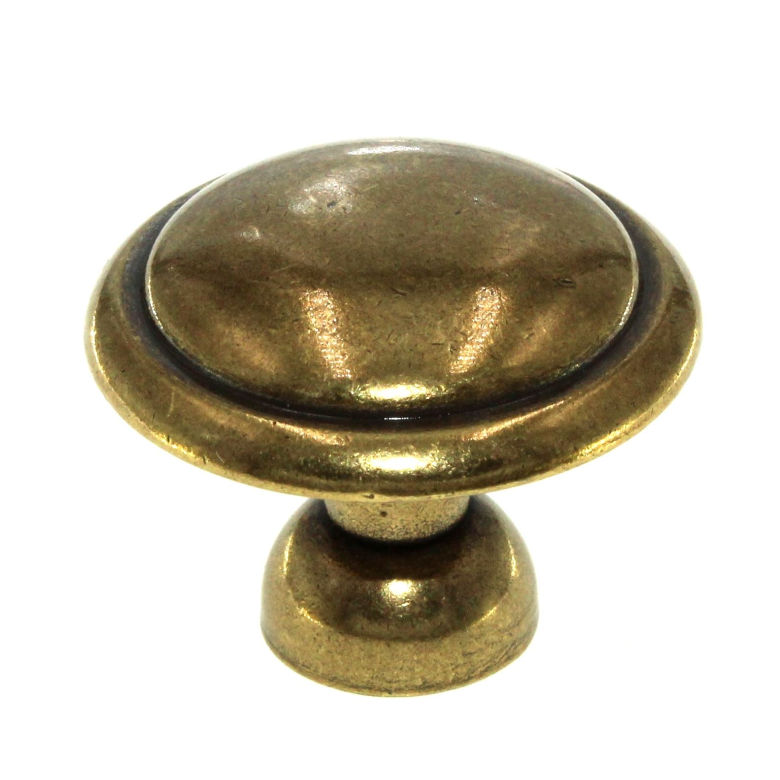 Hickory Hardware Conquest Lustre Brass 1 3/8" Ridged Cabinet Knob P14848-LB