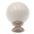 Hickory Hardware English Cozy Lancaster - Pomo para gabinete de bola de porcelana blanca y latón pulido a mano, 1 1/4 pulgadas, P21-LP