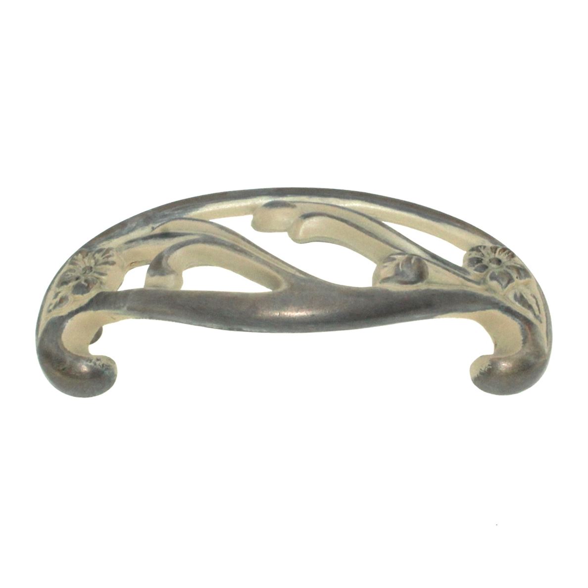 Belwith Art Nouveau Blonde Antique 3" Ctr. Flower Drawer Cup Pull P2132-BOA