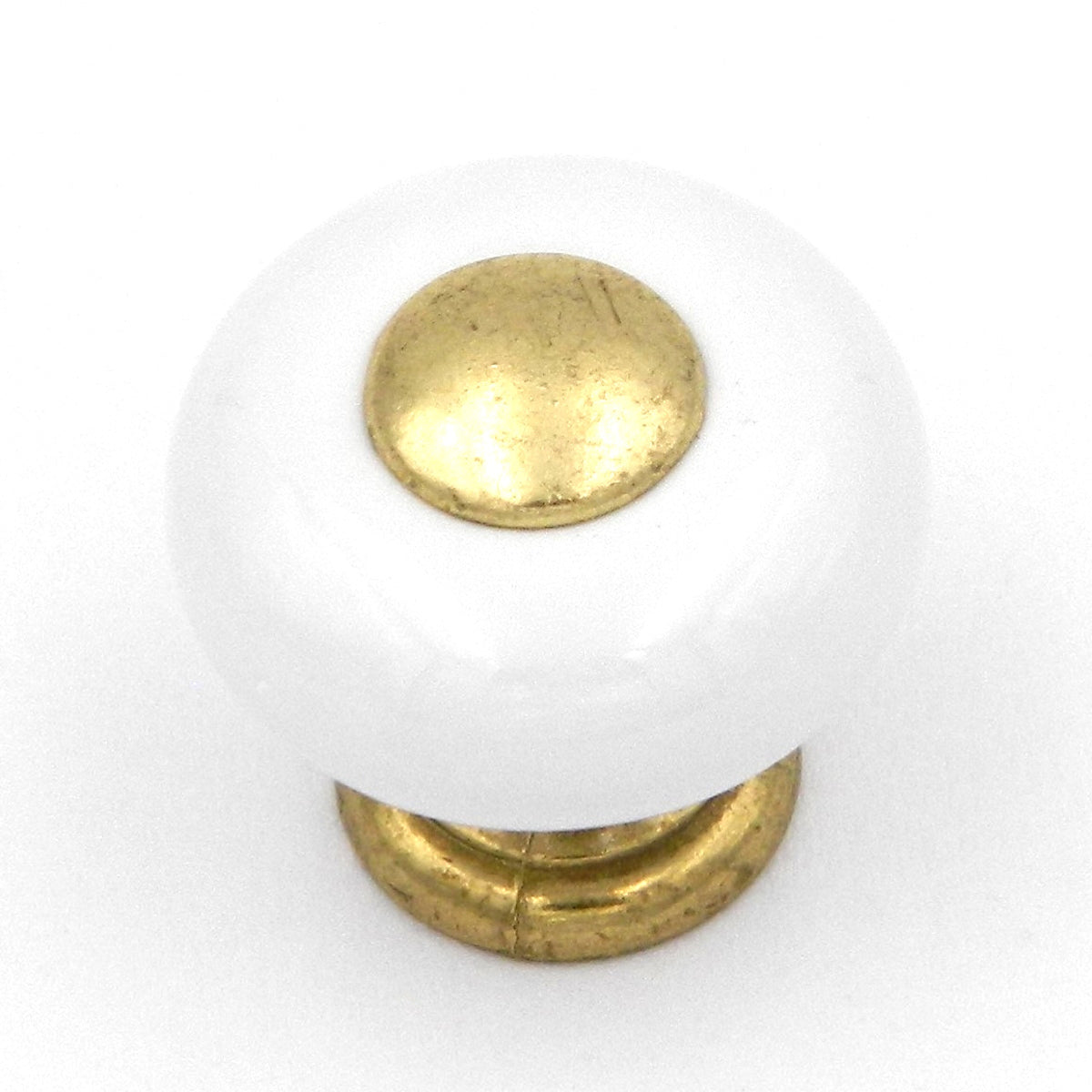 Belwith P221-LP White Ceramic 1" Cabinet Knob with Lancaster Hand Polished Stem