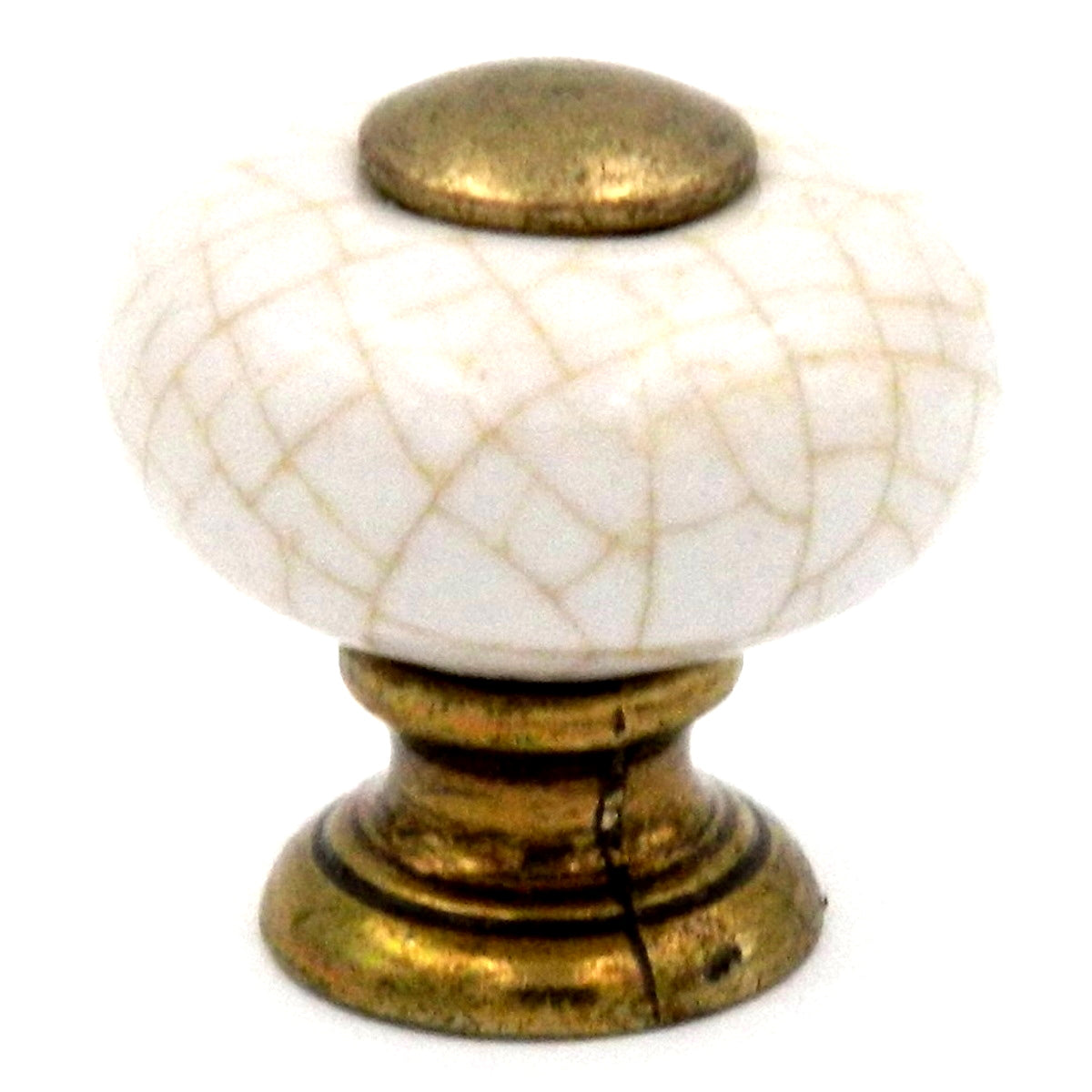 Hickory Hardware Tranquility 1" Lancaster Hand Polished Brass Vintage Brown Crackle Porcelain Cabinet Knob P221-VC