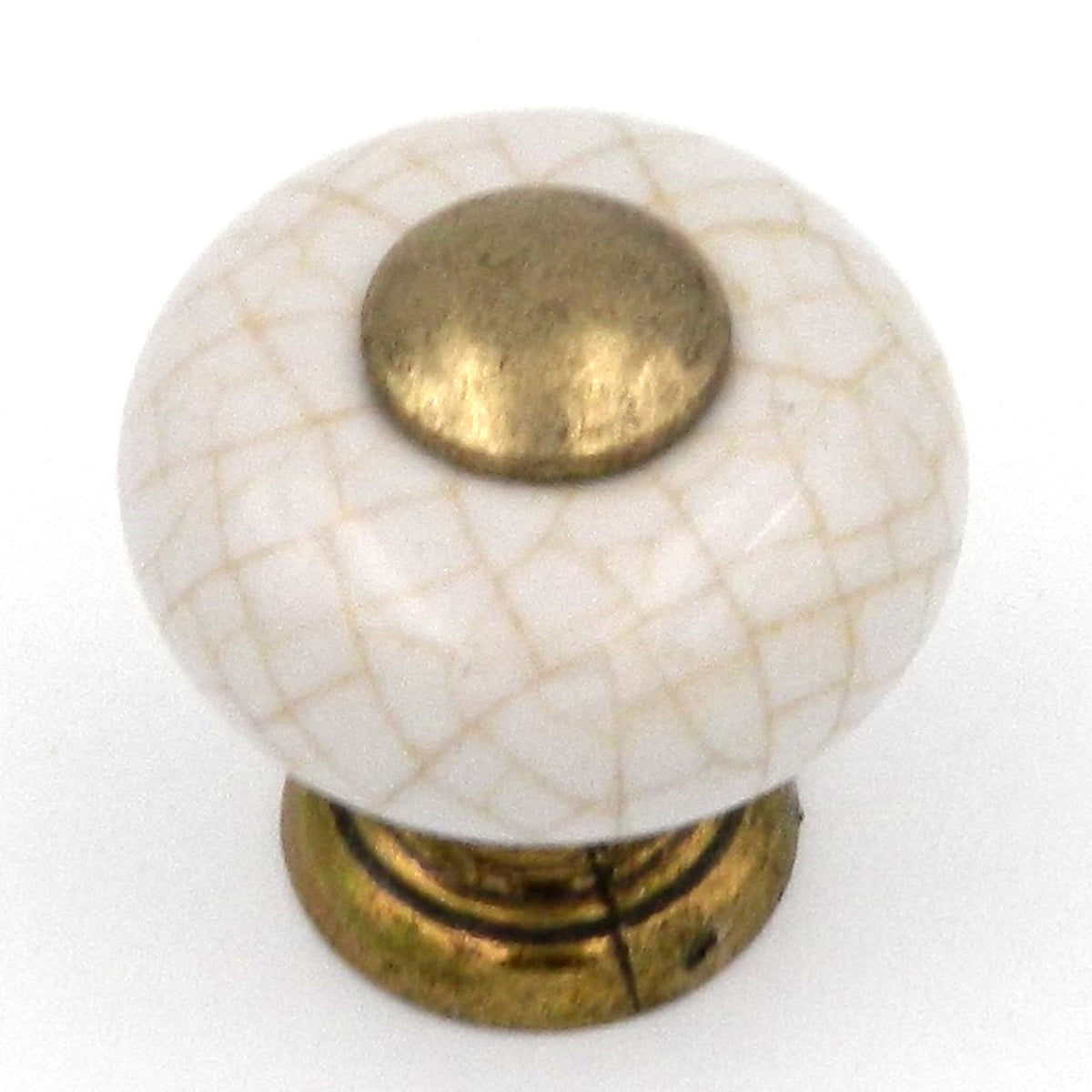 Hickory Hardware Tranquility 1" Lancaster Hand Polished Brass Vintage Brown Crackle Porcelain Cabinet Knob P221-VC