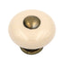 Hickory Hardware Tranquility Light Almond & Lancaster Hand Polished Brass Round 1 1/4" Porcelain Knob P222-LAD