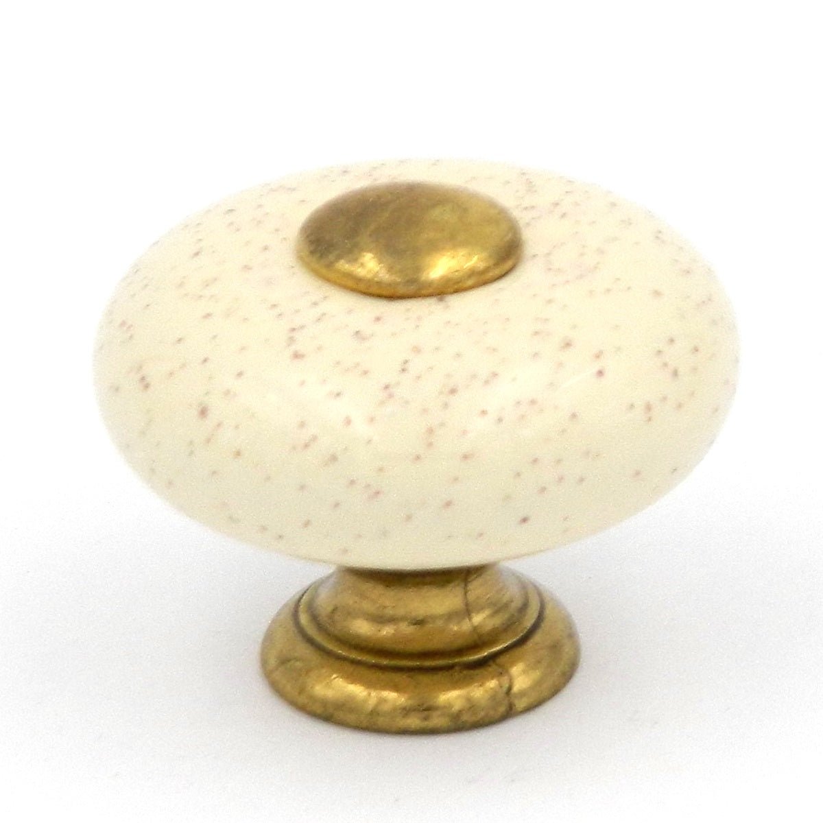 Hickory Hardware Tranquility 1 1/4" Lancaster Hand Polished Brass and Oatmeal Center Cabinet Knob P222-OM