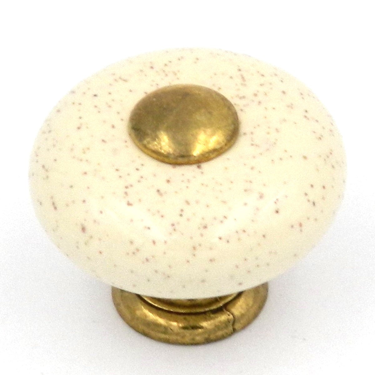 Hickory Hardware Tranquility 1 1/4" Lancaster Hand Polished Brass and Oatmeal Center Cabinet Knob P222-OM