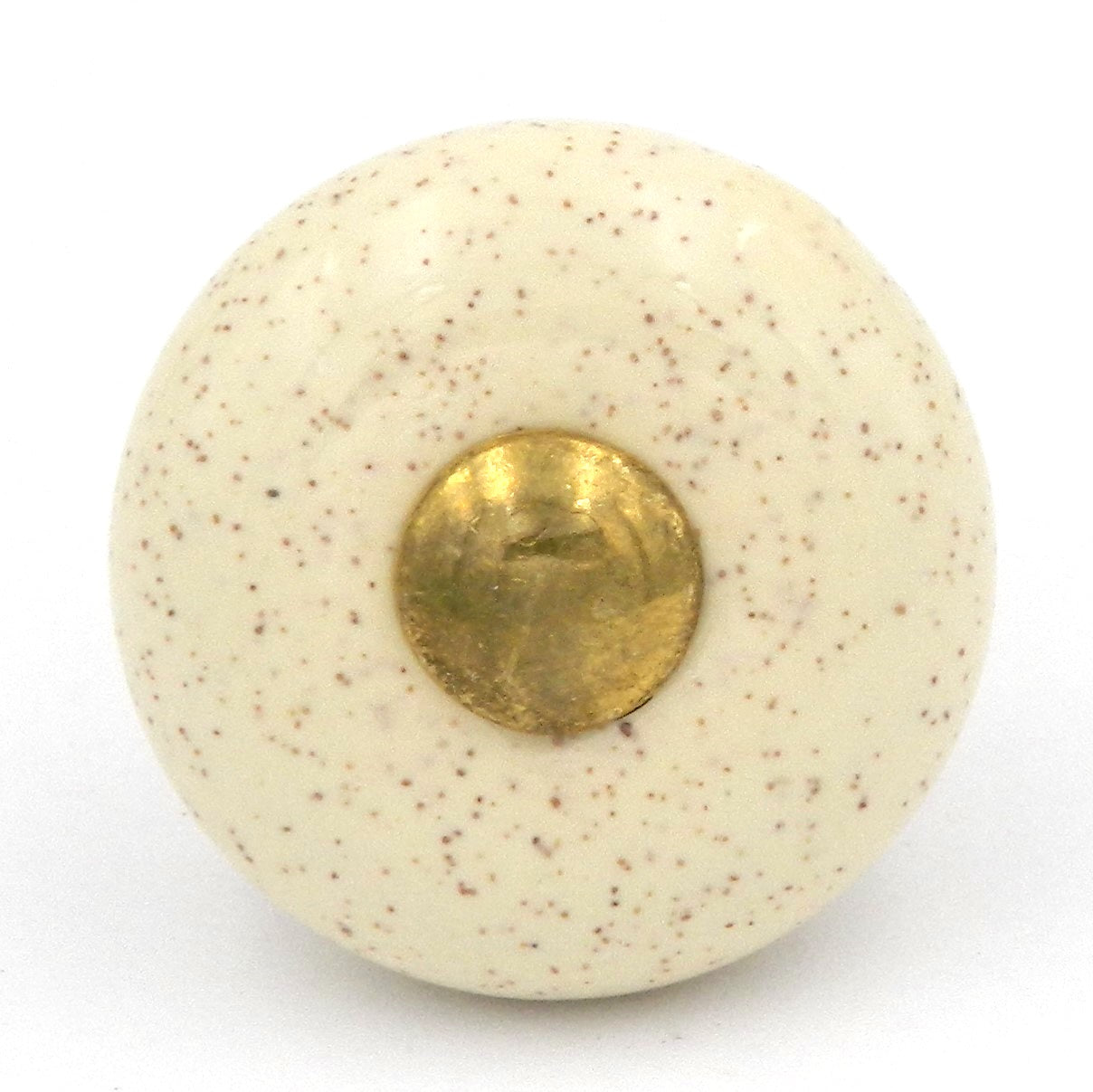 Hickory Hardware Tranquility 1 1/4" Lancaster Hand Polished Brass and Oatmeal Center Cabinet Knob P222-OM