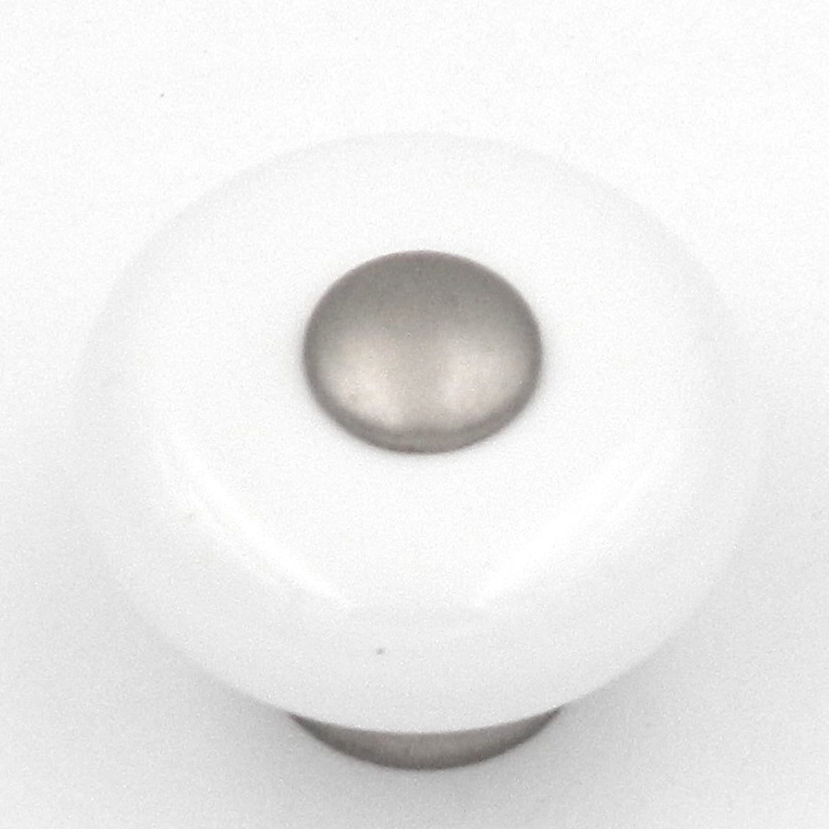 Hickory Hardware Tranquility White & Satin Nickel Round 1 1/4" Porcelain Cabinet Knob P222-SN