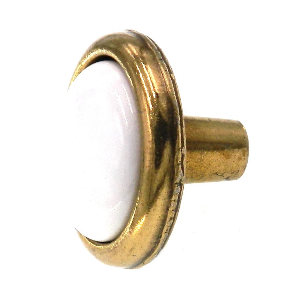 Belwith Tranquility 1 1/4" Brass Cabinet Knob White Porcelain Center P225-W