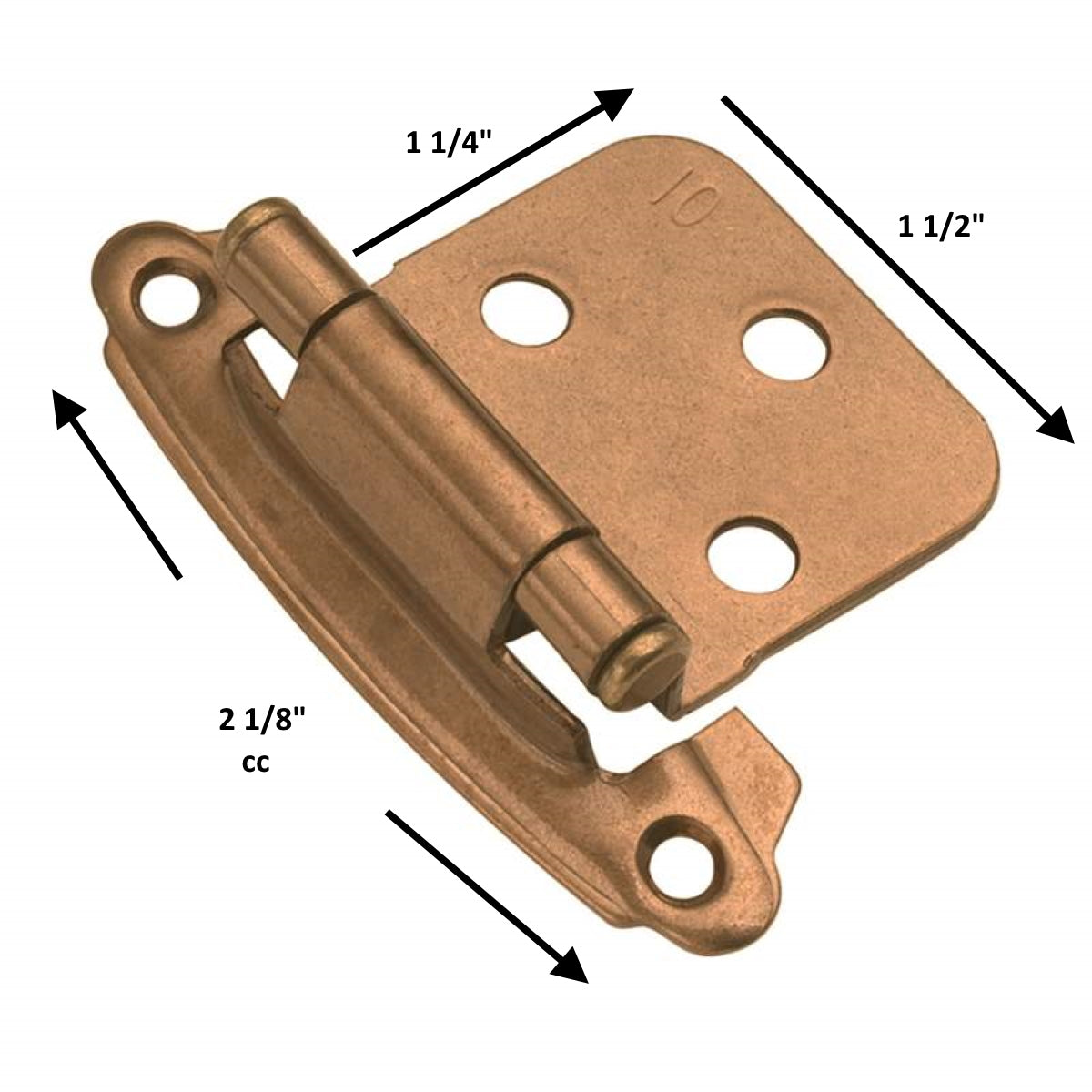 Pair Satin Nickel P244-SN Hickory Flush Self-Closing Cabinet Hinges