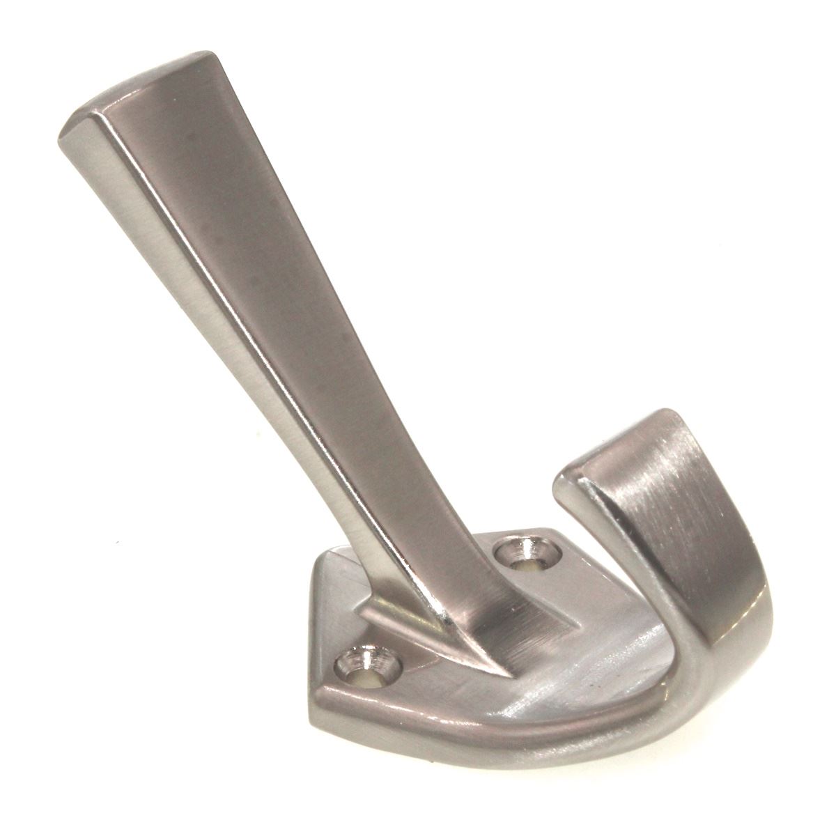 Hickory Hardware Angular 2 Prong Double Coat Hook Satin Nickel P25020-SN