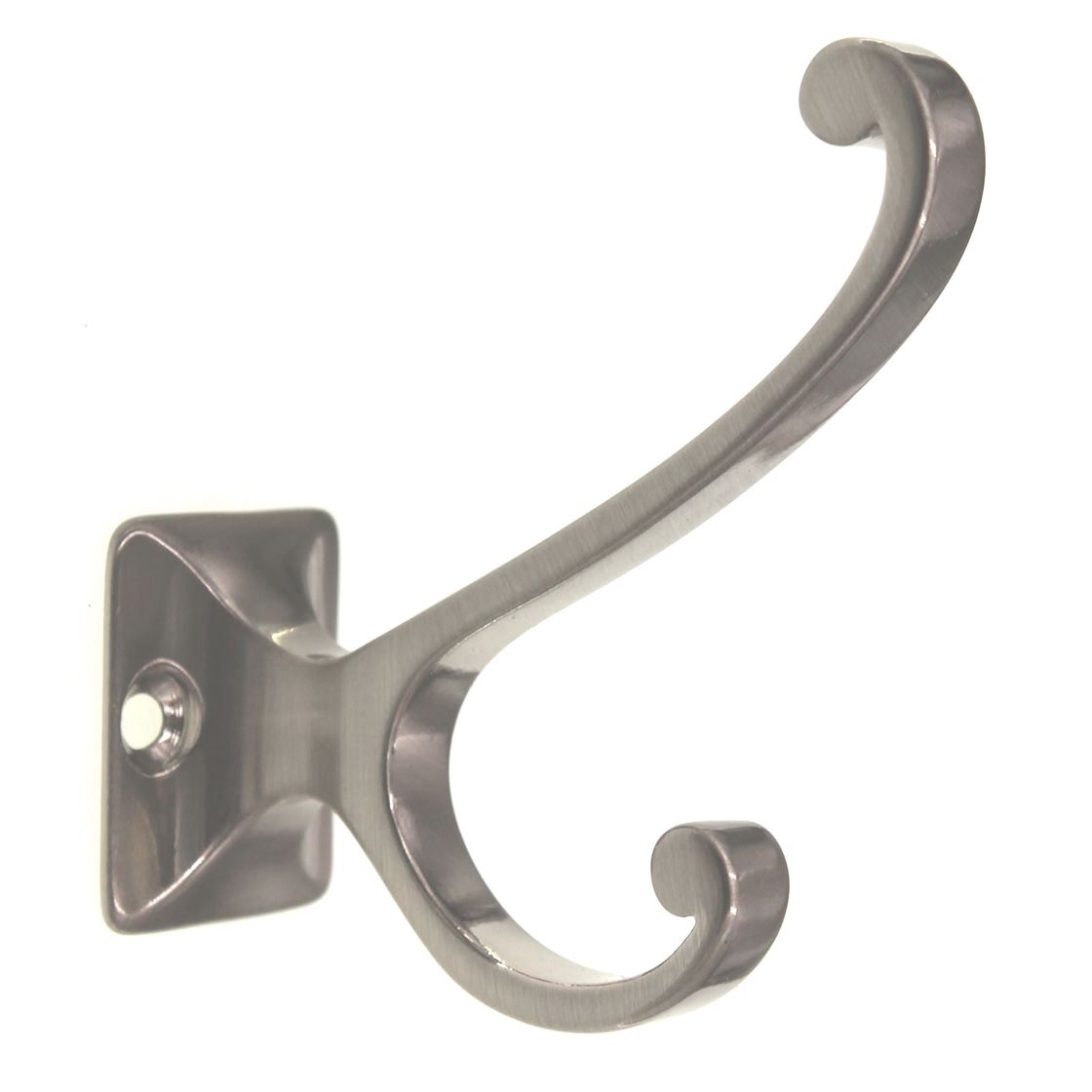 Hickory Hardware Double Utility Swirl Coat Hook Satin Nickel P25024-SN