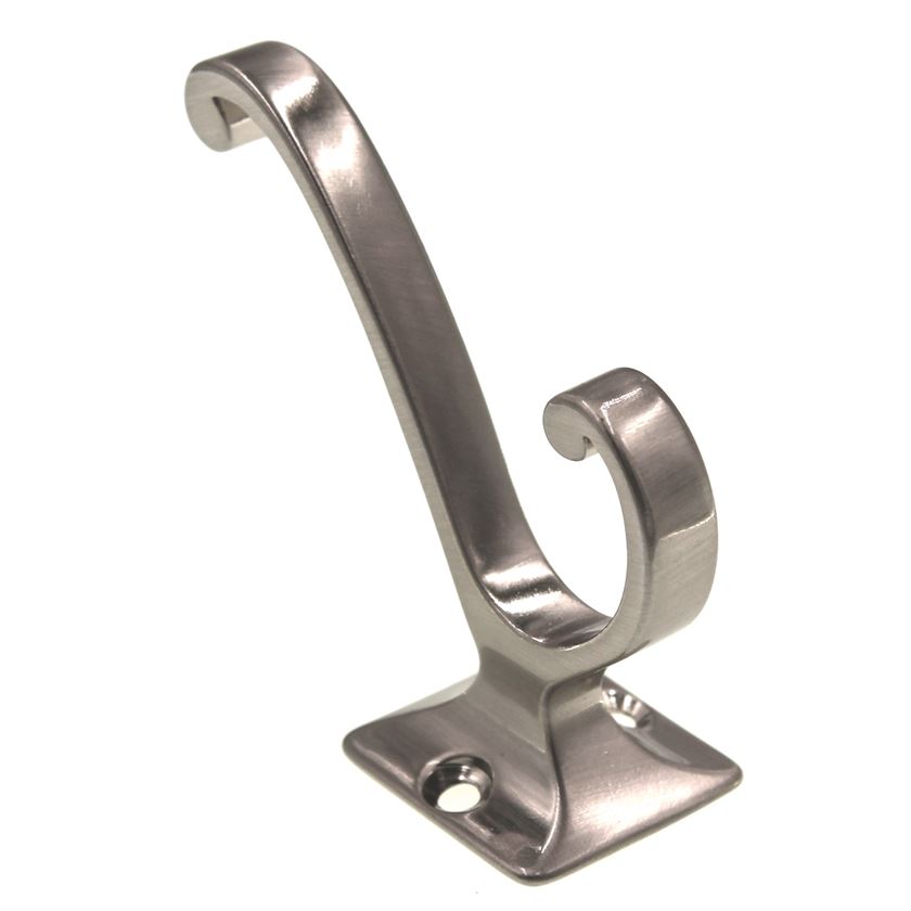 Hickory Hardware Double Utility Swirl Coat Hook Satin Nickel P25024-SN