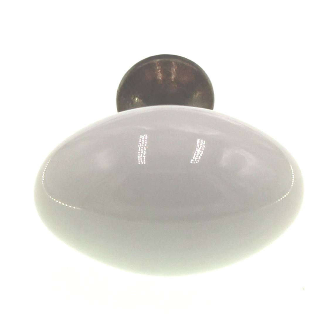 Hickory Hardware English Cozy White &  Polished Brass Oval 1 1/4" Porcelain Cabinet Knob P26-W