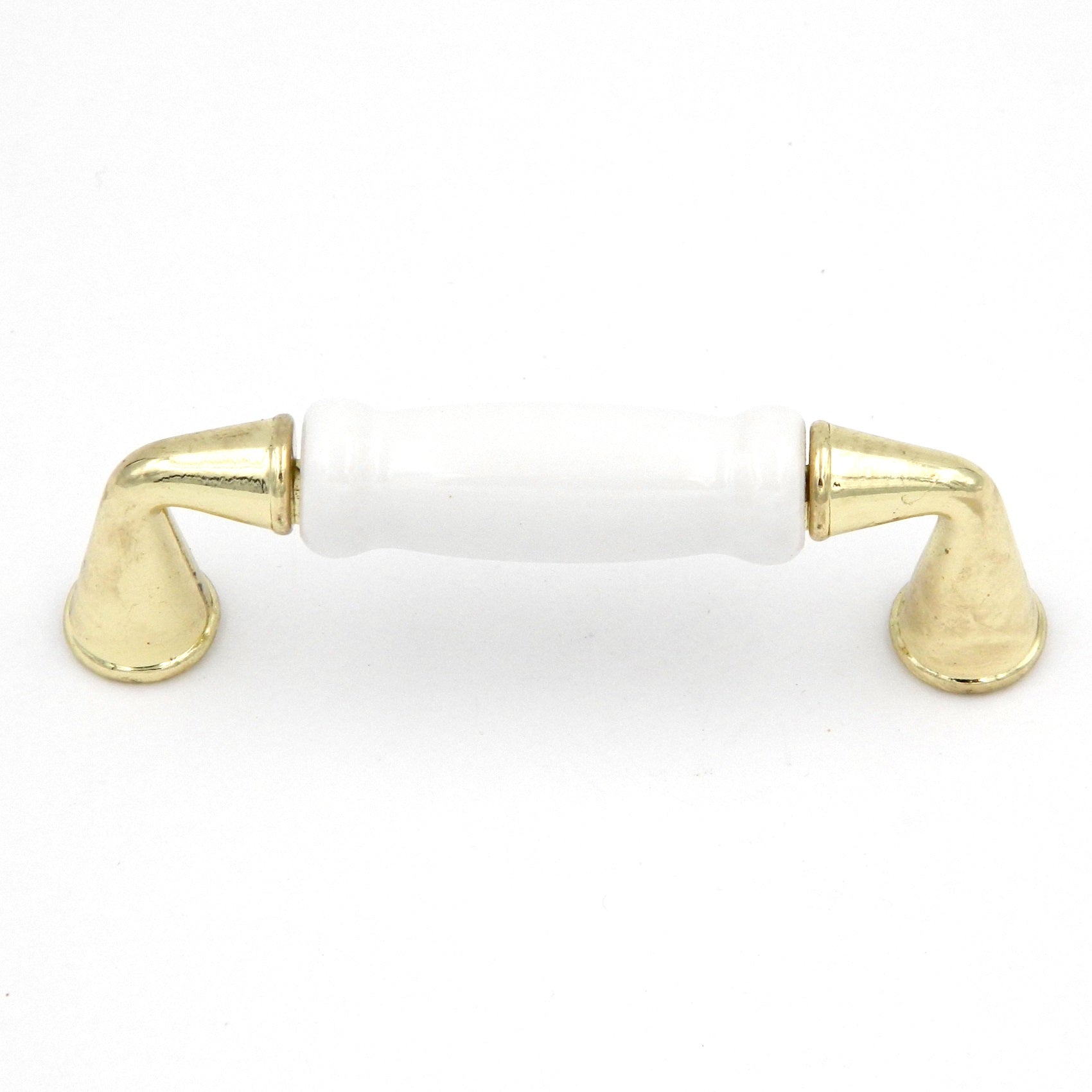 Hickory Tranquility P260-W Polished Brass White 3"cc Arch Cabinet Handle Pull