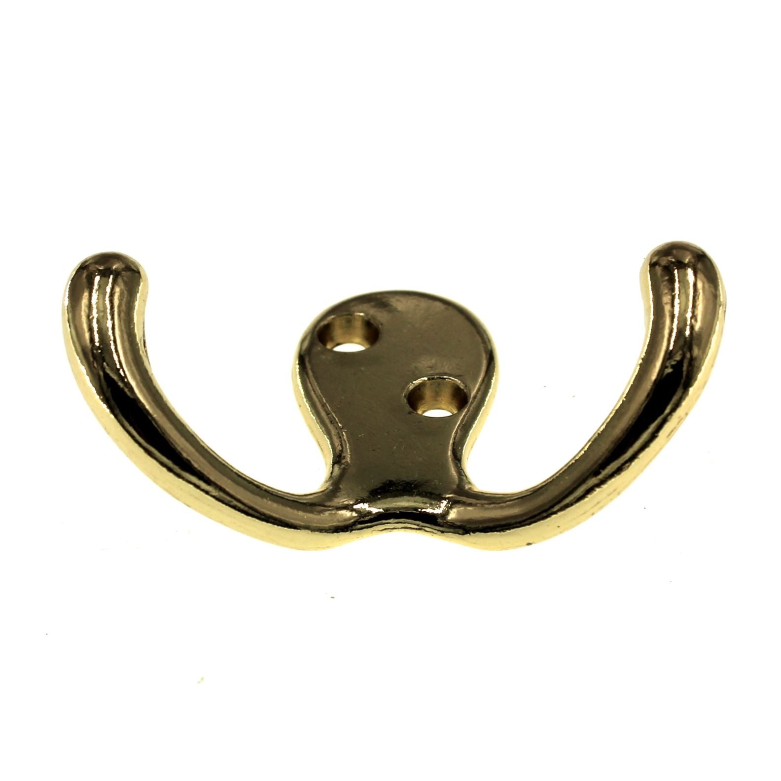 Belwith Utility Hooks Polished Brass Double Prong Robe Wall Hook P27115-PB