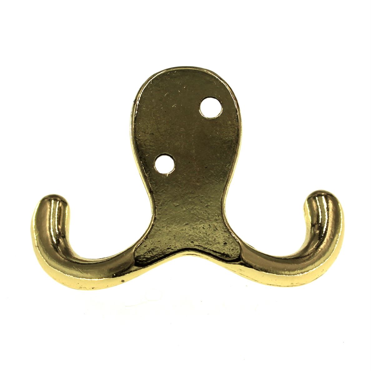 Belwith Utility Hooks Polished Brass Double Prong Robe Wall Hook P27115-PB