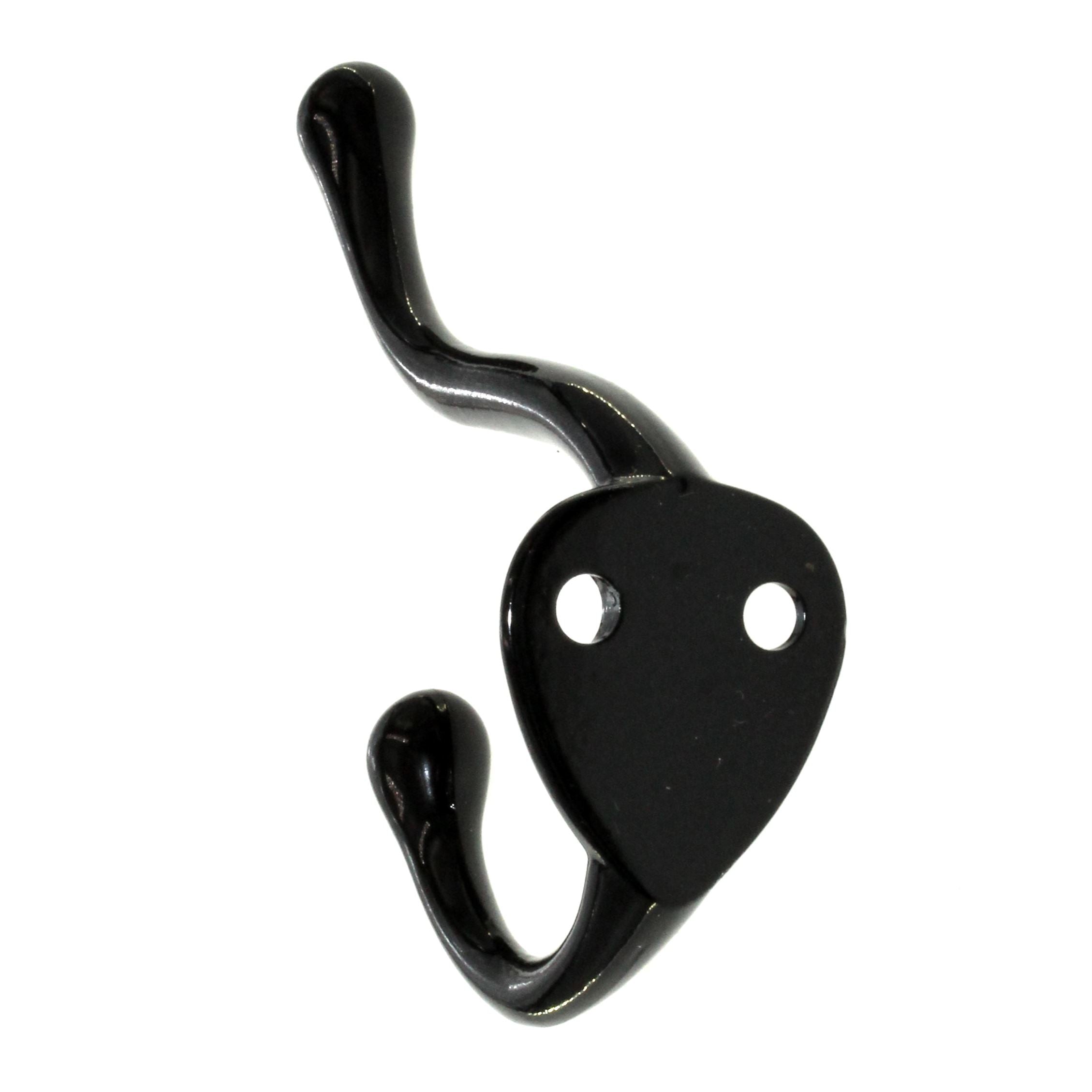 Belwith Utility Hooks Black Double Prong Wall Hook Coat Robe Or More P27120-BL