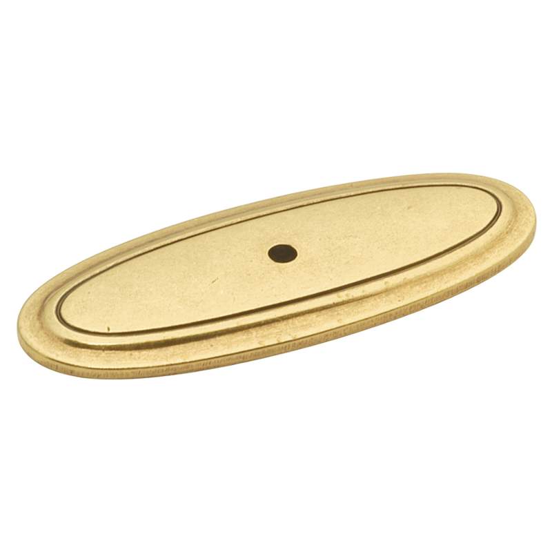 P277-LP Lancaster Hand Polished Brass 3" Oval Cabinet Knob Backplate Hickory