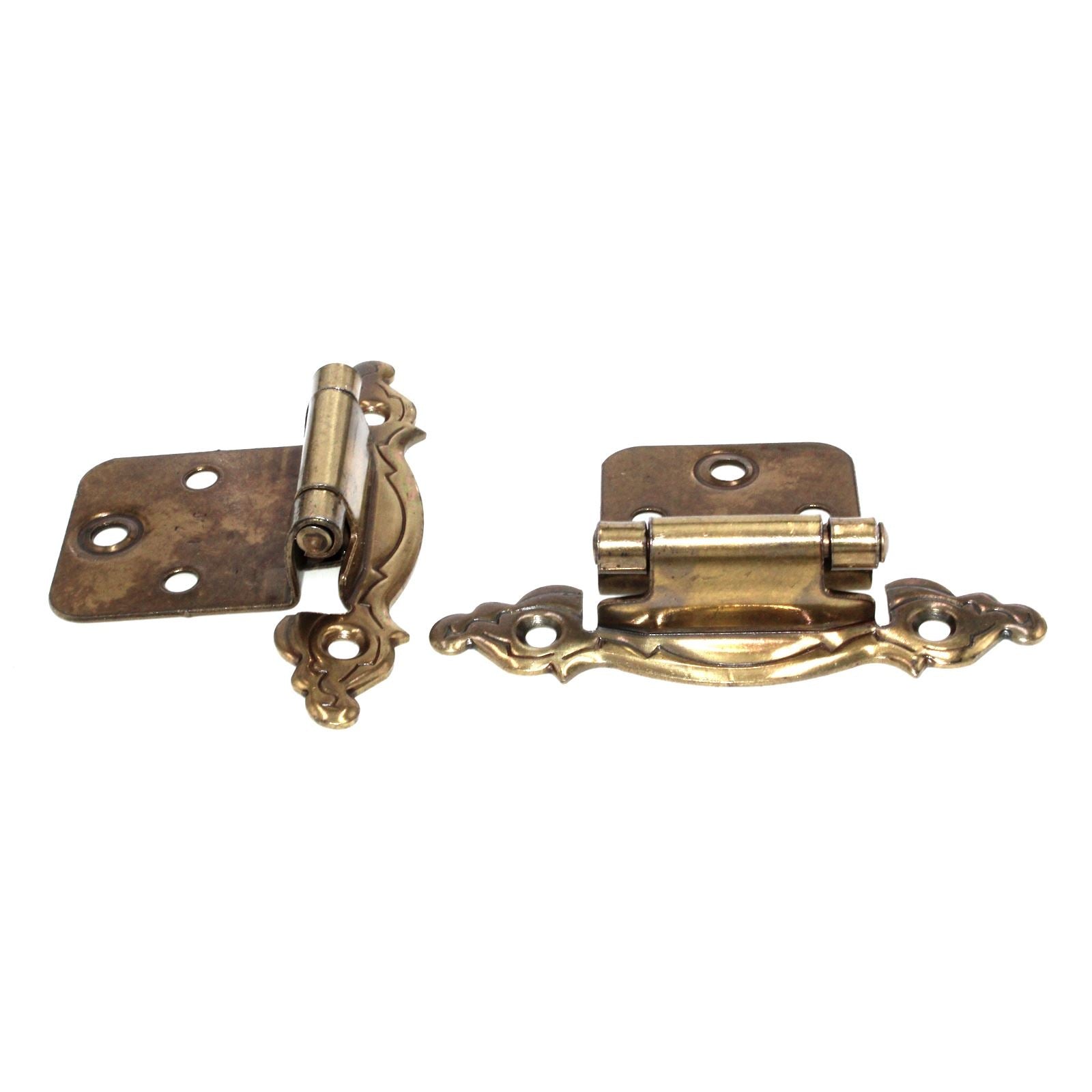 Belwith Pair Lancaster Polished Brass Overlay Self-Closing Cabinet Hinge P294-LP