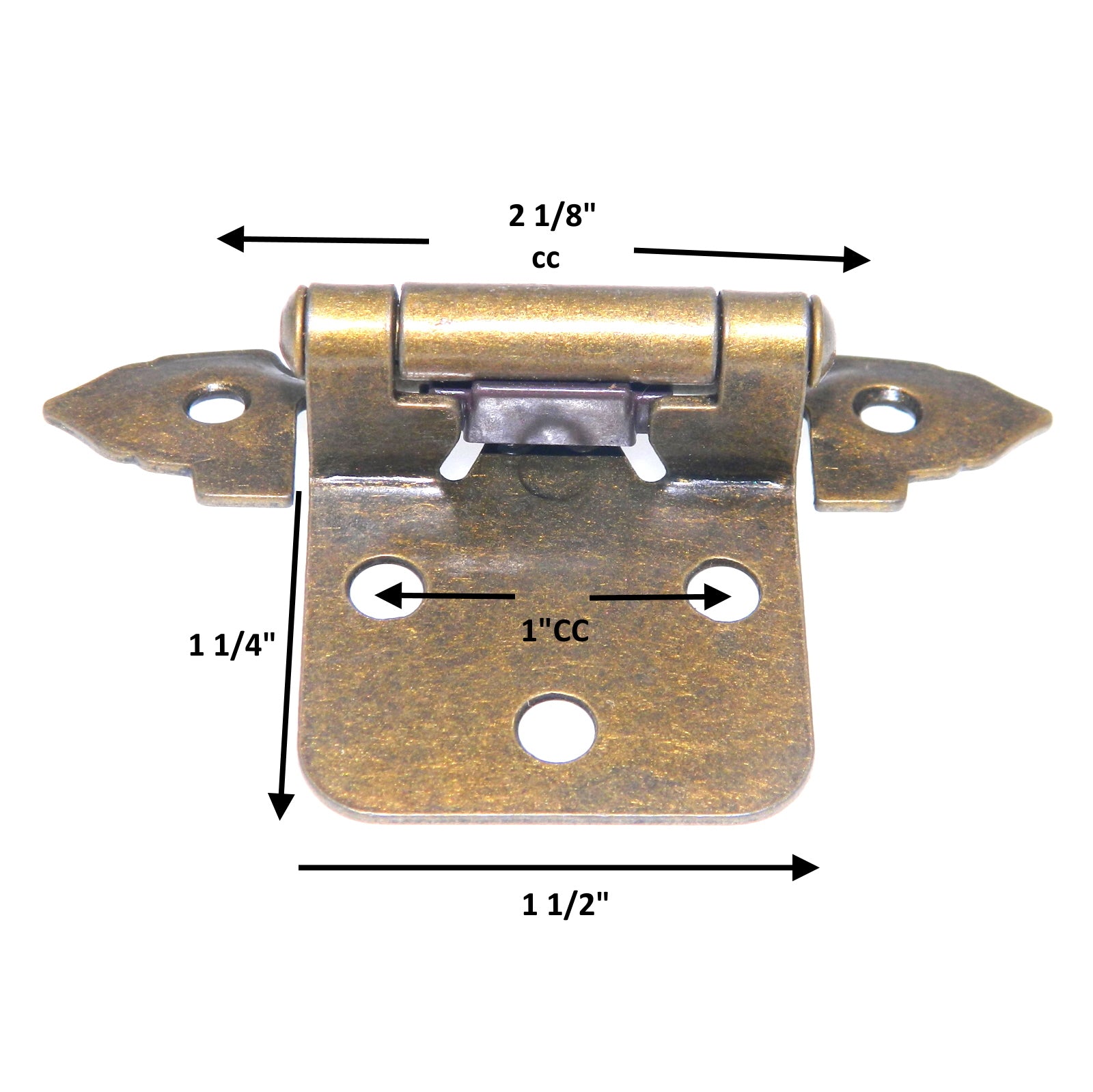 Pair Lancaster Polished P298-LP Hickory Flush Self-Closing Cabinet Hinges