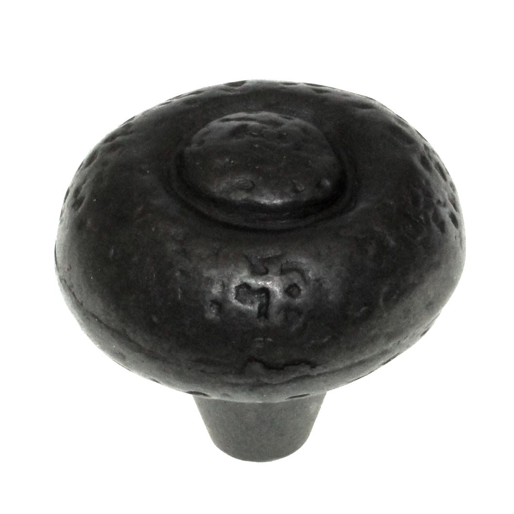 Hickory Hardware Refined Rustic Black Iron 1 1/2" Hammered Cabinet Knob P3003-BI