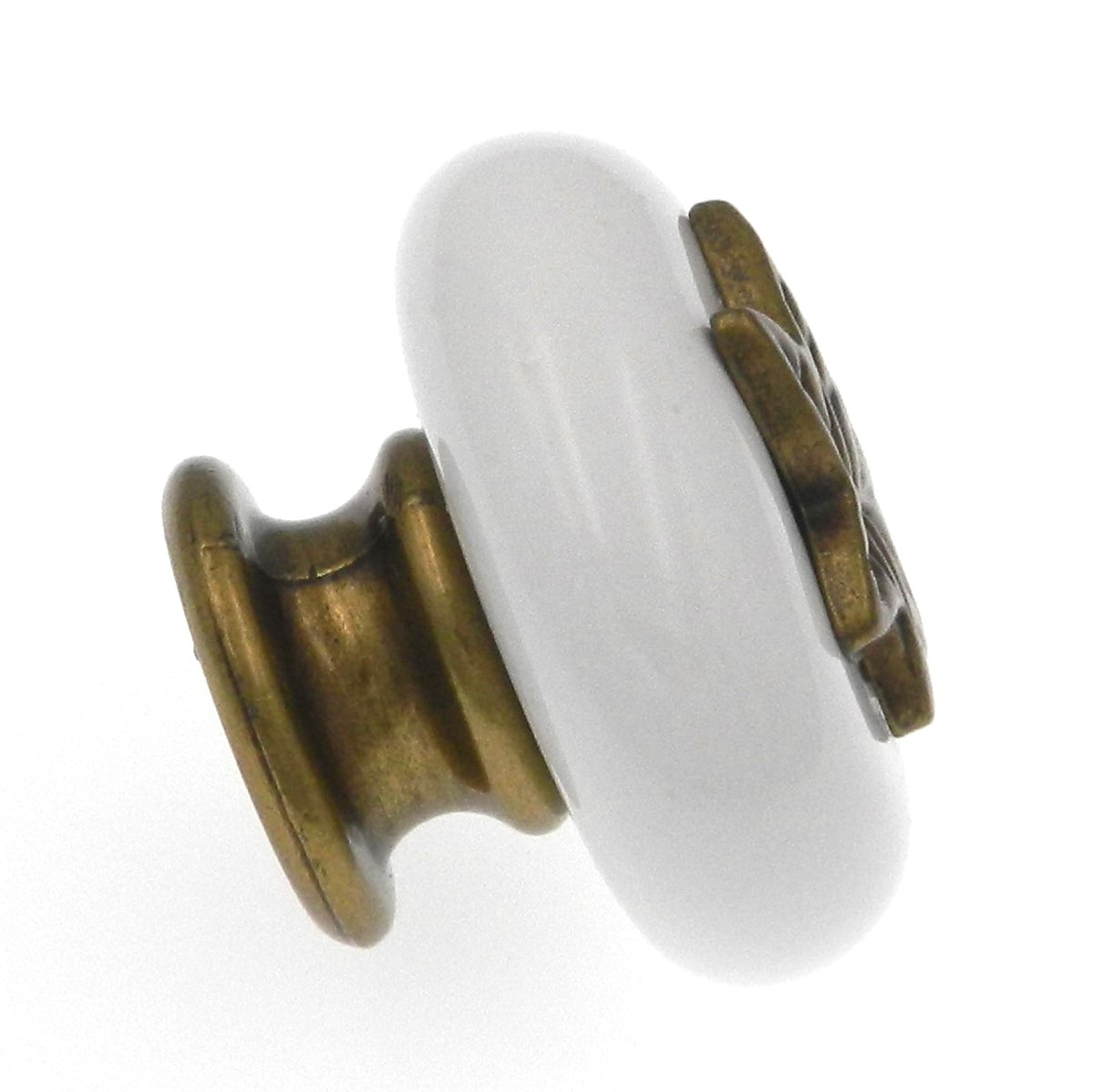 Hickory Hardware Country Casual Lancaster Polished and White 1 1/2" Leaf Cabinet Knob P3031-LPW