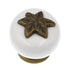 10 Pack Hickory Hardware Country Lancaster Polished and White 1 1/2" Leaf Cabinet Knobs P3031-LPW