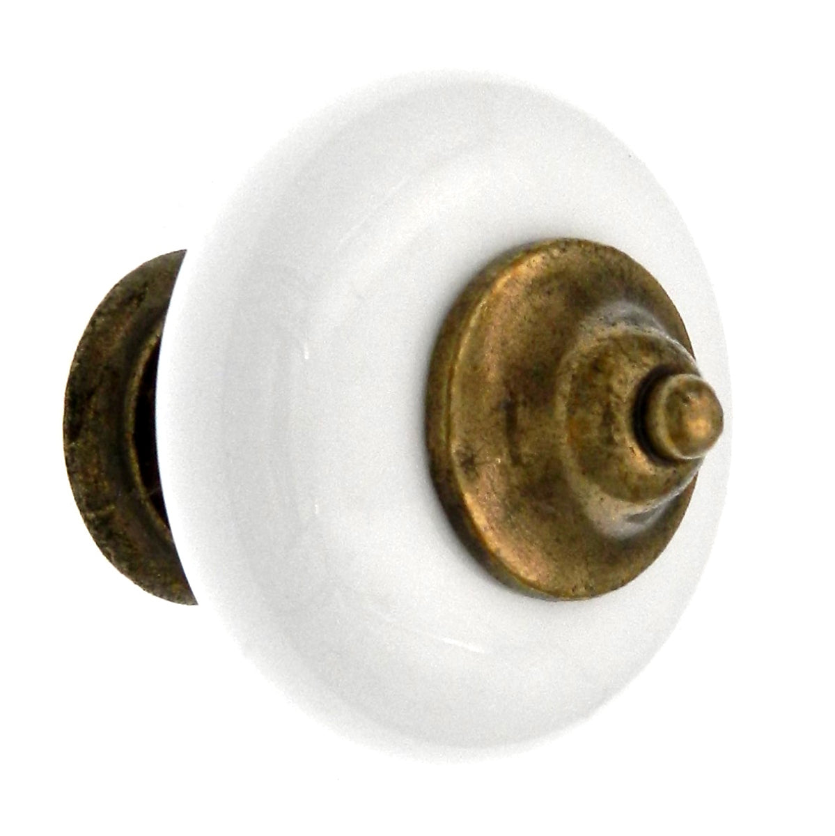 Belwith P309-VB White Ceramic 1 1/4" Cabinet Knob Pull with Brass top & base