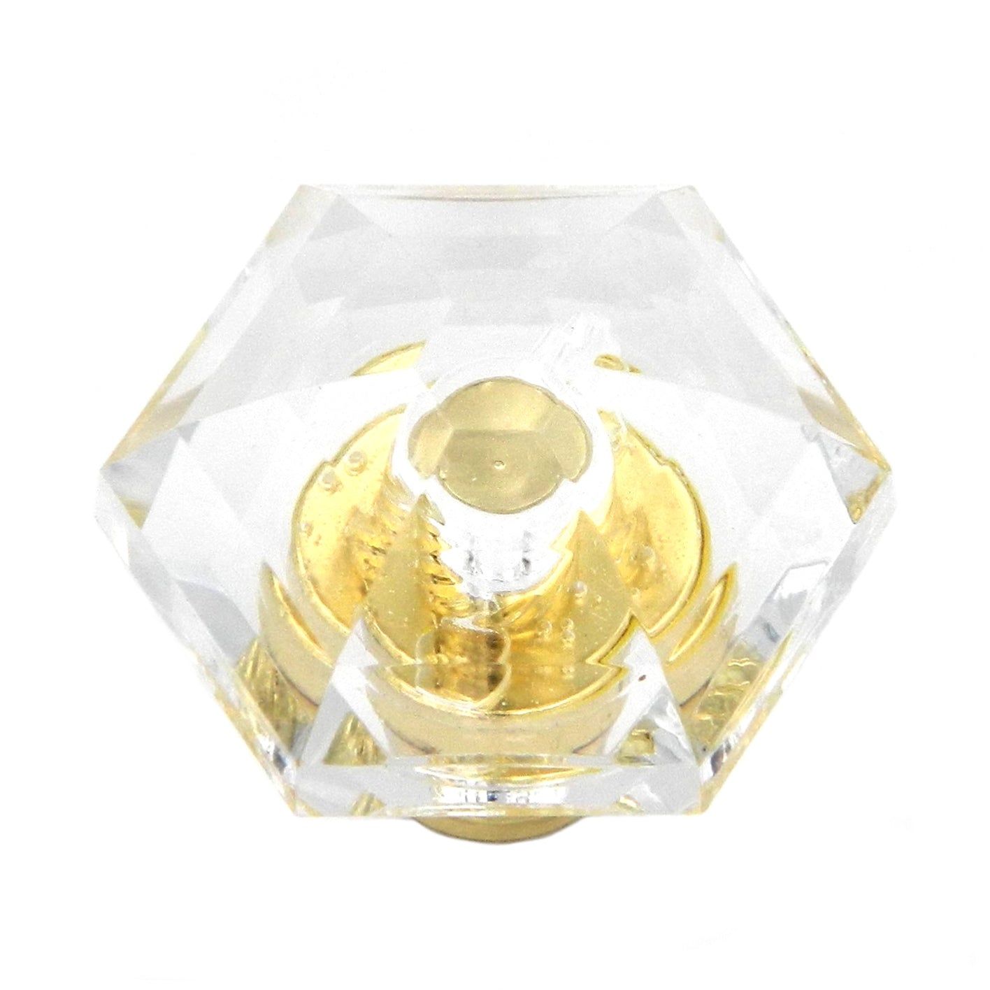 10 Pack Hickory Hardware Crystal Palace 1 5/16" Clear Crysacrylic and Polished Brass Cabinet Knob P31-CA3