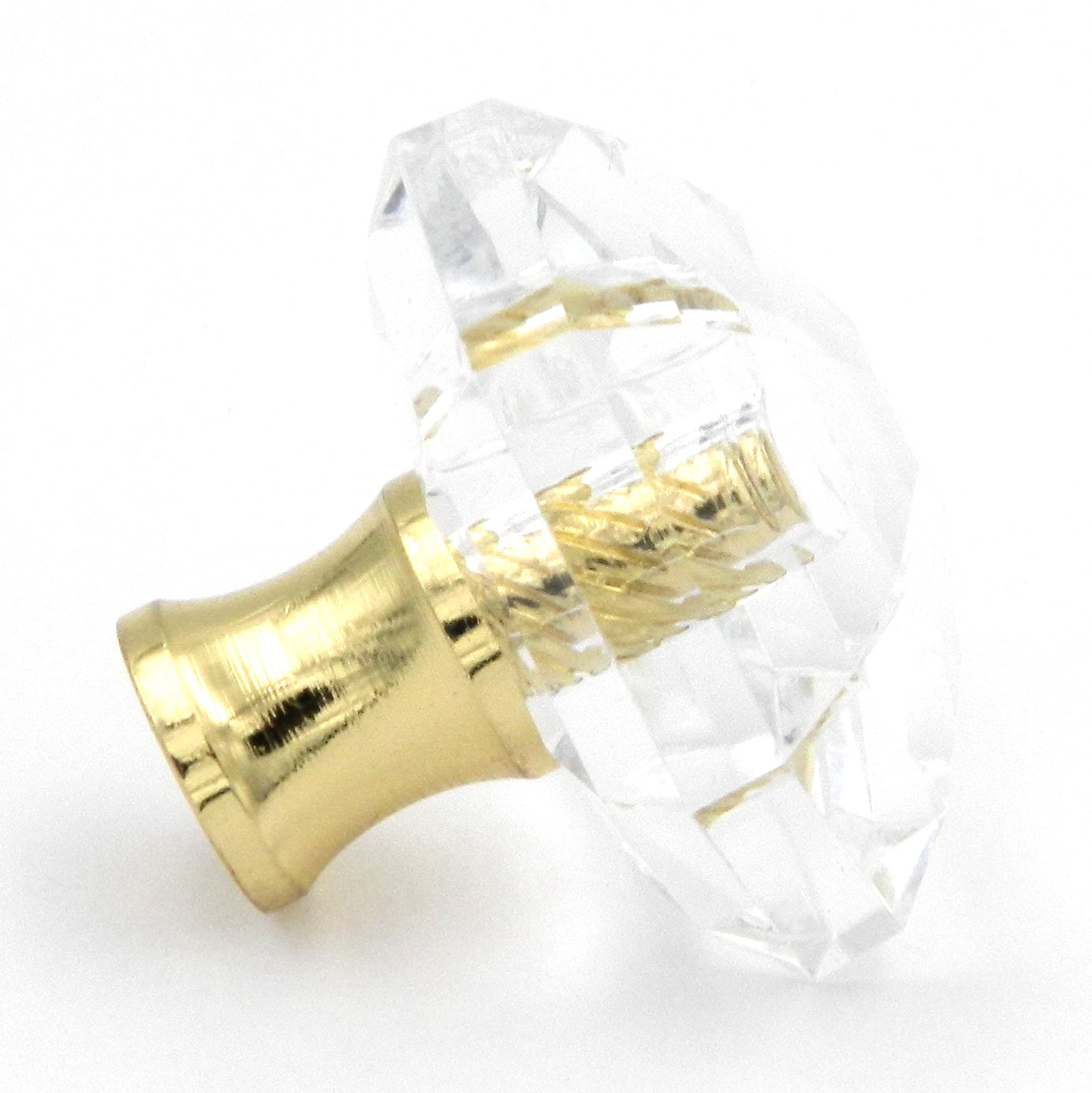 10 Pack Hickory Hardware Crystal Palace 1 5/16" Clear Crysacrylic and Polished Brass Cabinet Knob P31-CA3