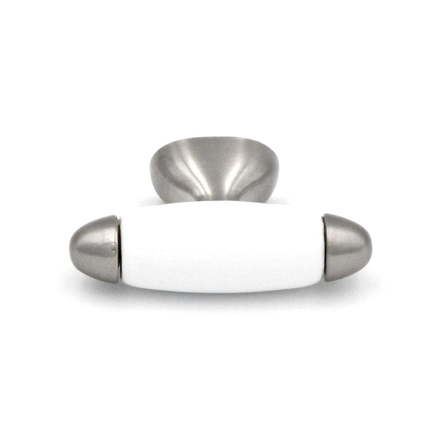 10 Pack Hickory Hardware Aero Satin Nickel, White 1 1/2" Cabinet Knob P3390-SNW