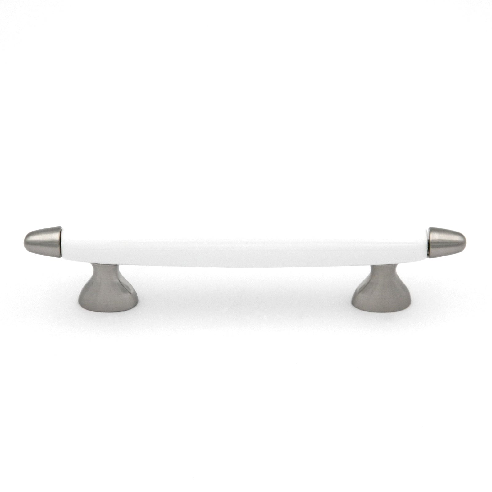 Hickory Hardware P3392-SNW Aero 3" Satin Nickel and White Bar Cabinet Handle Pull