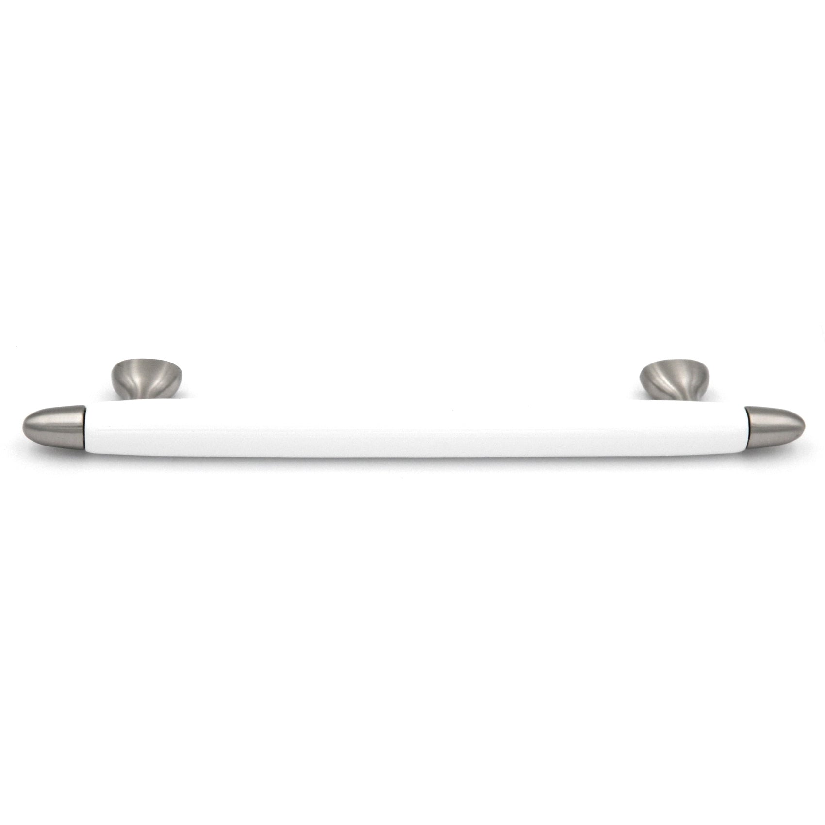 Hickory Hardware Aero Satin Nickel and White Cabinet<br>5" (128mm)cc Handle Pull P3394-SNW