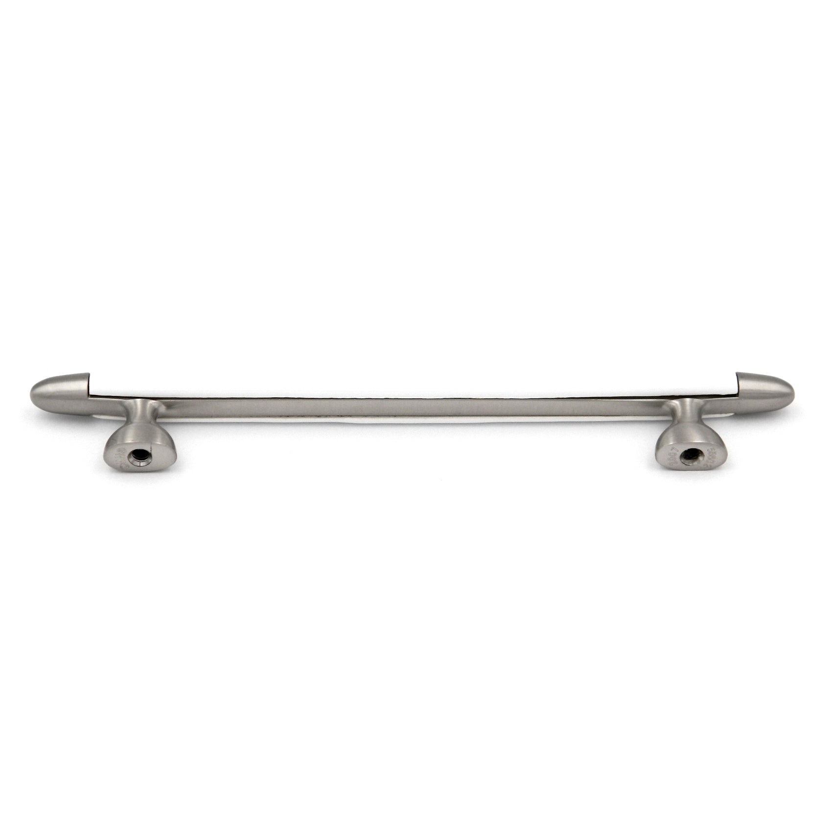 Hickory Hardware Aero Satin Nickel and White Cabinet<br>5" (128mm)cc Handle Pull P3394-SNW