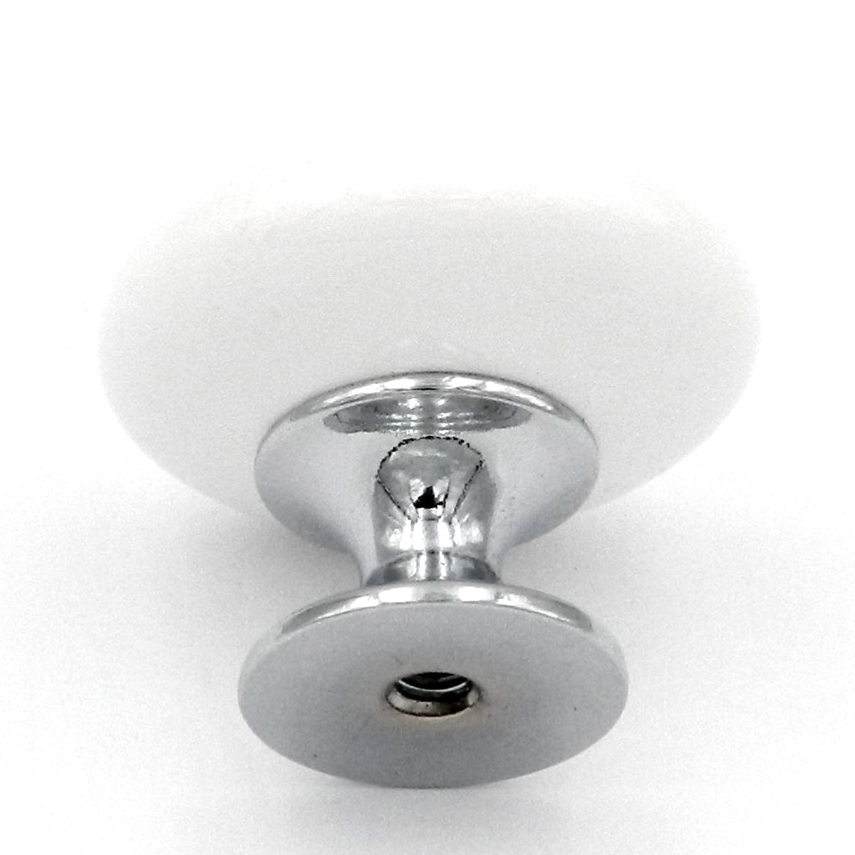 10 Pack Hickory Hardware Eclectic Accents 1 3/8" Polished Chrome and White Cabinet Knob P3644-CHW