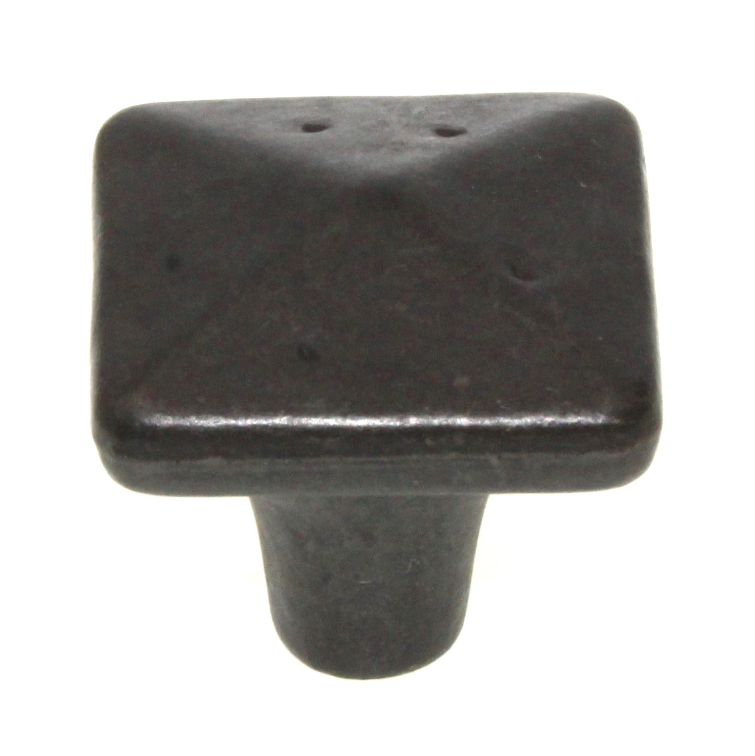 Keeler Carbonite 1 1/4" Rustic Square Cabinet Knob Black Iron P3670-BI