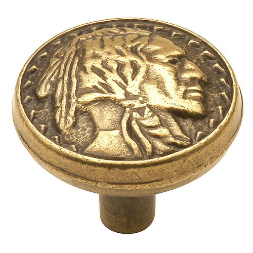 Belwith Southwest Lodge P380-BBM Blackened Brass Medalion 1 1/4" Indian Head Cabinet Knob