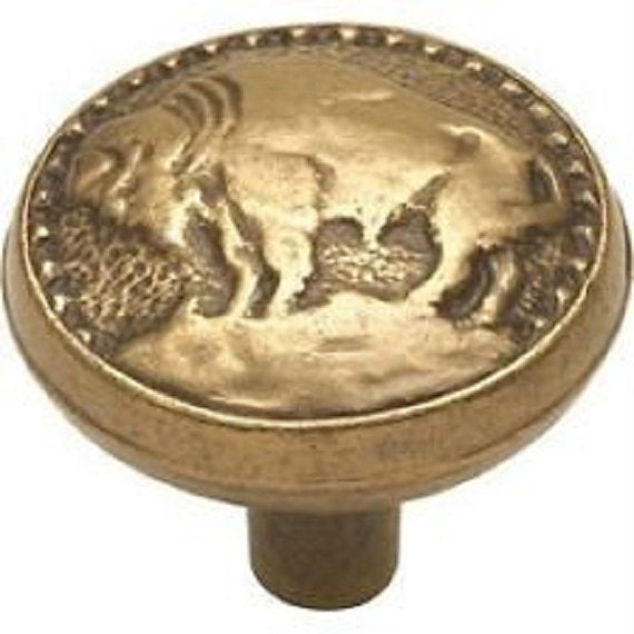 Belwith Southwest Lodge P385-BBM Blackened Brass Medallion 1 1/4" Buffalo Cabinet Knob