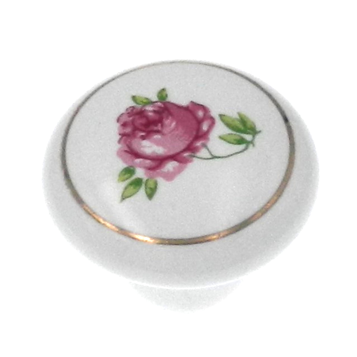 Liberty Ceramic White Pink Ceramic Flower 1 5/16" Knob P40011H-W-C7