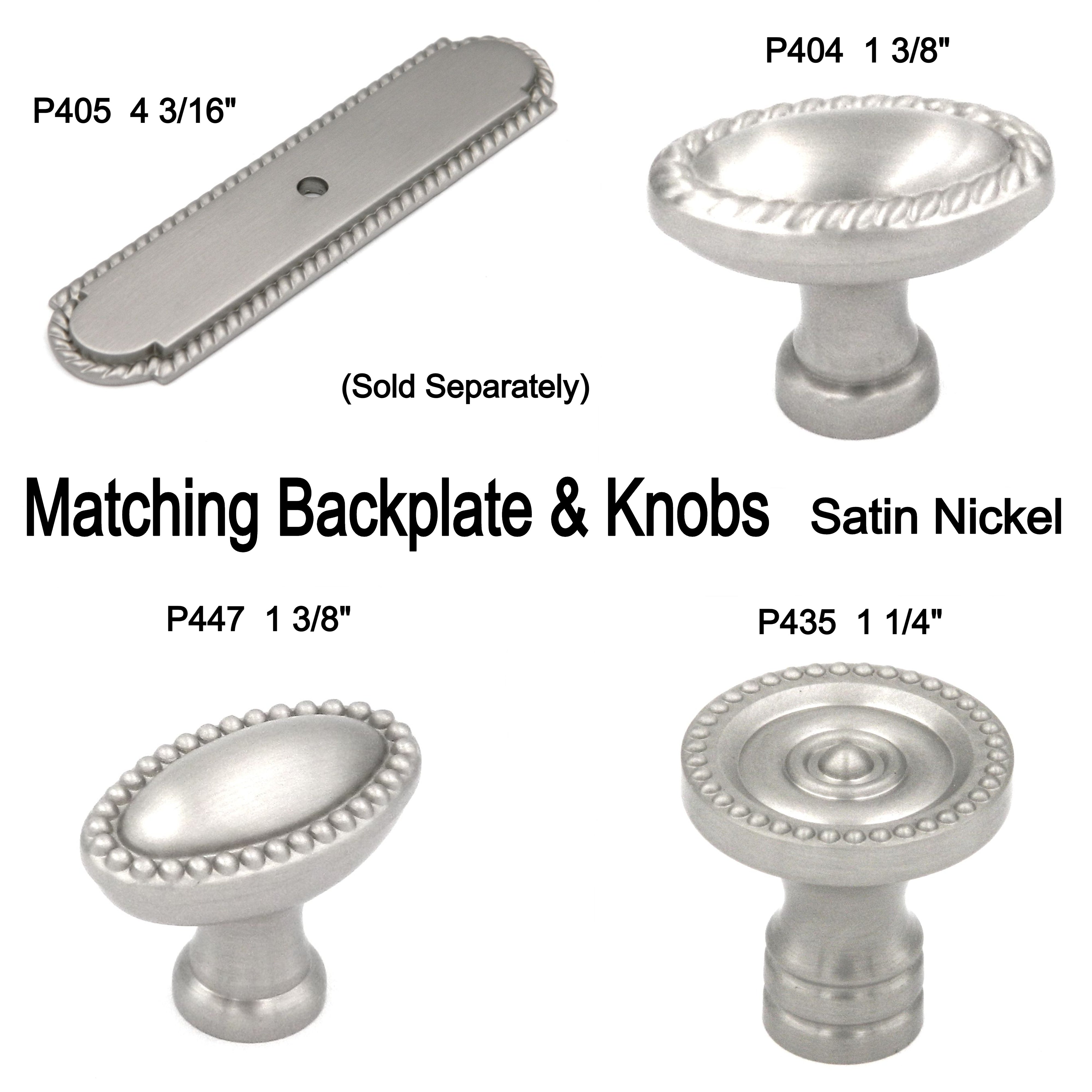 Belwith Keeler Savannah 1 3/8" Satin Nickel Oval Beaded Edge Solid Brass Cabinet Knob P447