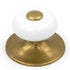 Hickory Hardware White English Cozy 1 1/4" Knob with Lancaster Hand Polished Brass Backplate Base P409-LP