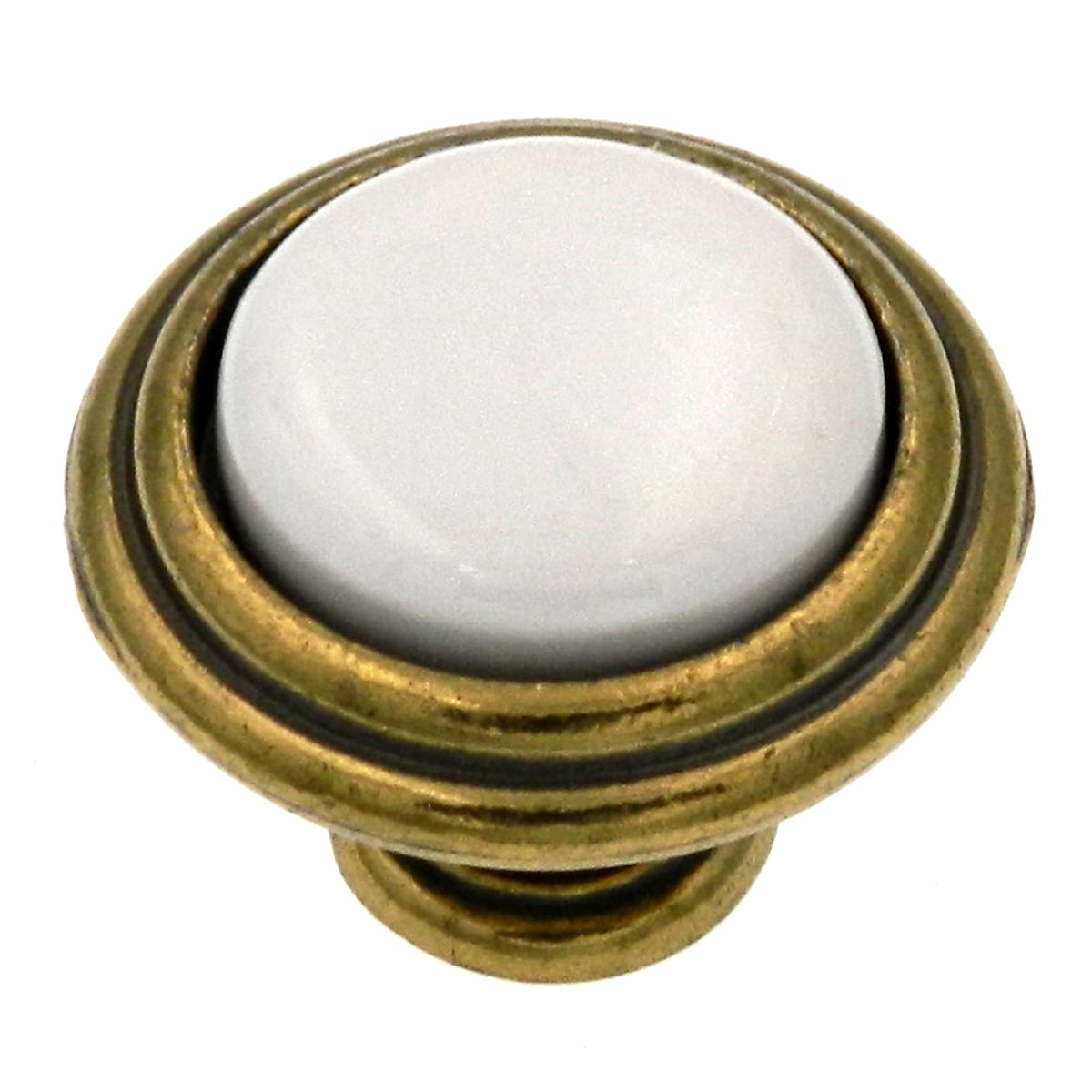 Hickory P416-W Lancaster Hand Polished Brass 1 1/4" Knob Pull w/White Center