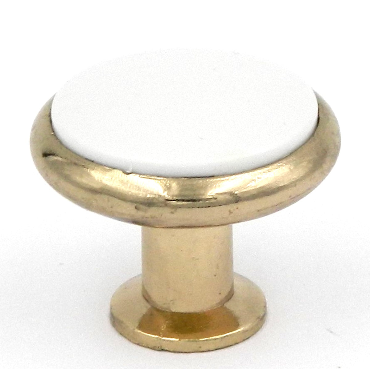 Hickory Hardware Tranquility Polished Brass & White Porcelain Round 1 3/8" Porcelain Cabinet Knob P427-W