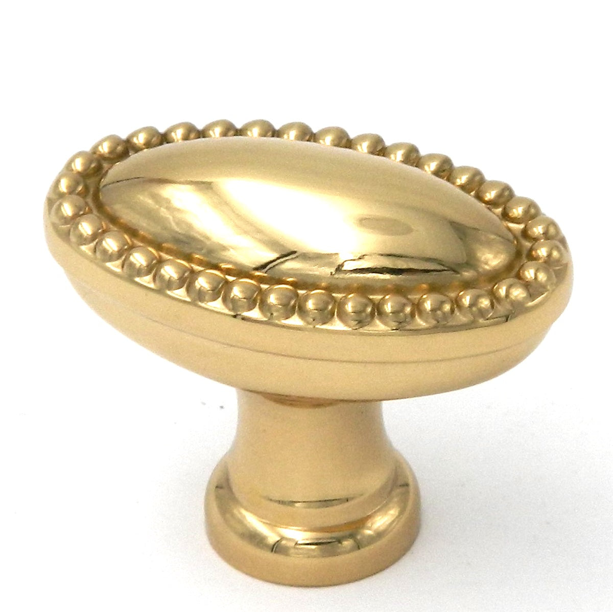 Keeler Savannah Polished Brass Oval Beaded Edge 1 3/8" Solid Brass Cabinet Knob P47