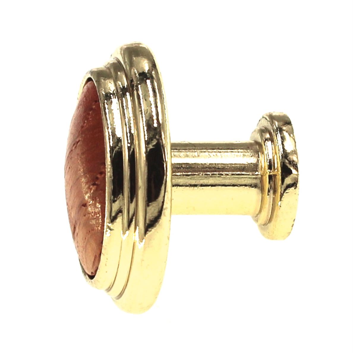 Liberty Polished Brass With Wood 1 1/4" Round Cabinet Knob P50084V-PB3-C