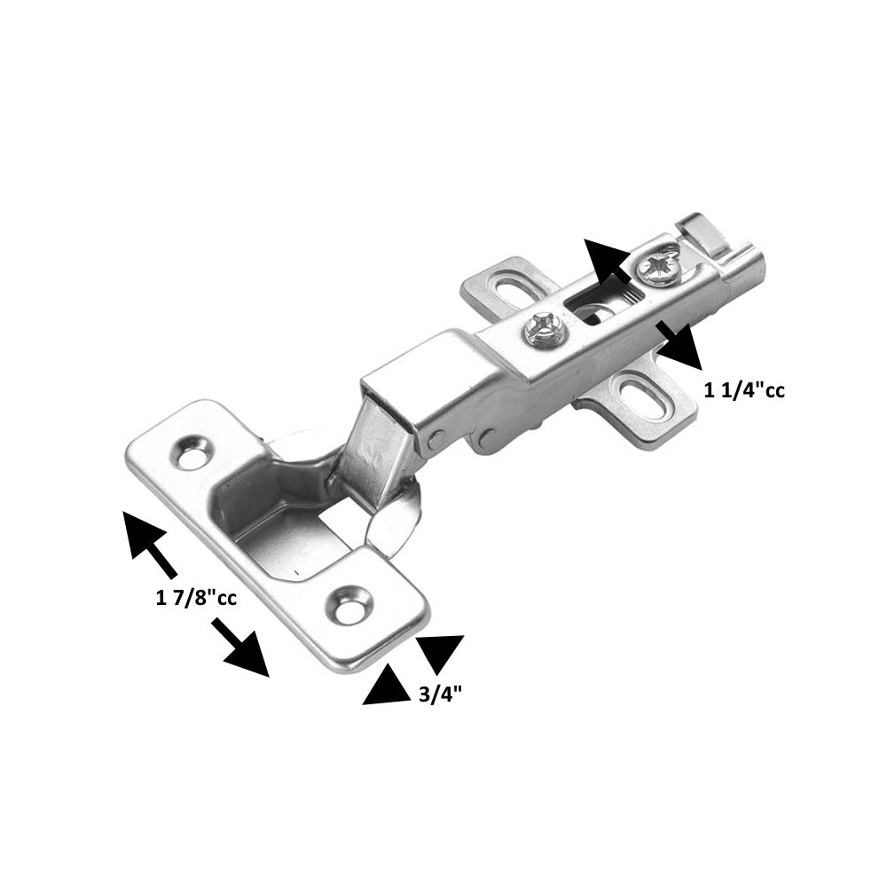 Hickory Nickel Slide-on 100 deg. Half Overlay Concealed Euro Hinge P5110-14